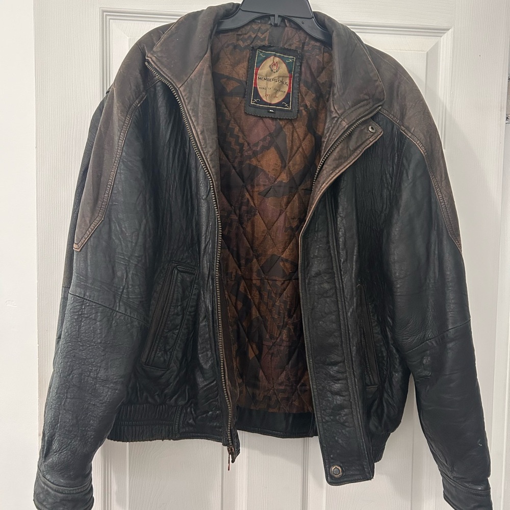 Vintage Members Only Leather Jacket XL